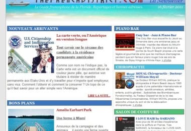 La newsletter French District Floride du Mercredi 16 Février 2011 - La Carte verte ou l'Amerique en version longue - The French District