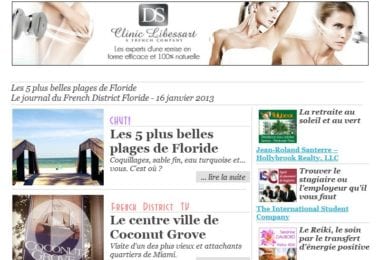 La newsletter French District Floride du Mercredi 16 Janvier 2013 - Les 5 plus belles plages de Floride