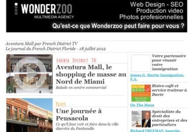 La newsletter French District Floride du Mercredi 18 Juillet 2012 - Aventura Mall par French District TV