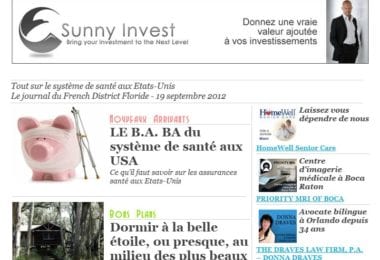 La newsletter French District Floride du Mercredi 19 Septembre 2012 - Tout sur le systeme de sante aux Etats-Unis