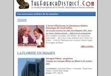 La newsletter French District Floride du Mercredi 2 Juin 2010 - Actor's Playhouse et l'ouragan Wilma en photos - The French District