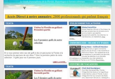 La newsletter French District Floride du Mercredi 20 Juillet 2011 - Le meilleur des golfs de Floride - French District