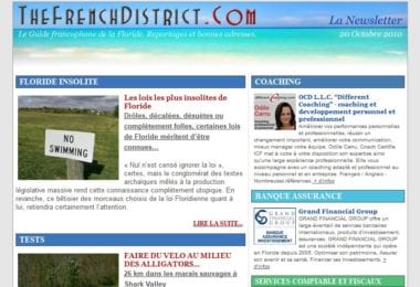 La newsletter French District Floride du Mercredi 20 Octobre 2010 - Les lois insolites de Floride et ballade en velo dans les Everglades - The French District