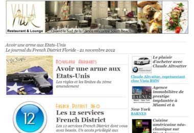 La newsletter French District Floride du Mercredi 21 Novembre 2012 - Avoir une arme aux Etats-Unis