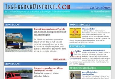 La newsletter French District Floride du Mercredi 22 Septembre 2010 - Dormir moins cher en Floride et où mettre son bateau à l'eau - The French District