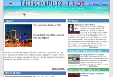 La newsletter French District Floride du Mercredi 23 Mars 2011 - Une journee a Jacksonville - The French District