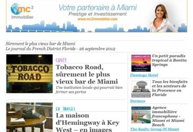 La newsletter French District Floride du Mercredi 26 Septembre 2012 - Surement le plus vieux bar de Miami