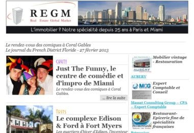 La newsletter French District Floride du Mercredi 27 Février 2013 - Le rendez-vous des comiques a Coral Gables