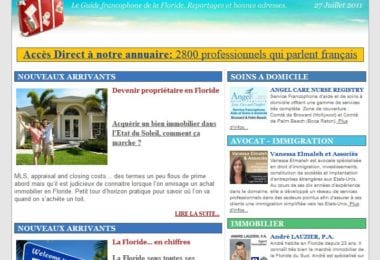La newsletter French District Floride du Mercredi 27 Juillet 2011 - Acheter une maison en Floride et autres reportages du French District