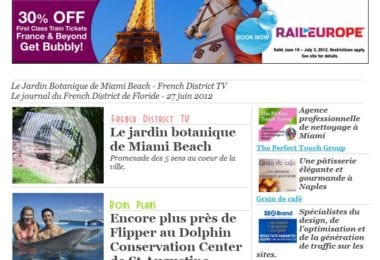 La newsletter French District Floride du Mercredi 27 Juin 2012 - Le Jardin Botanique de Miami Beach - French District TV