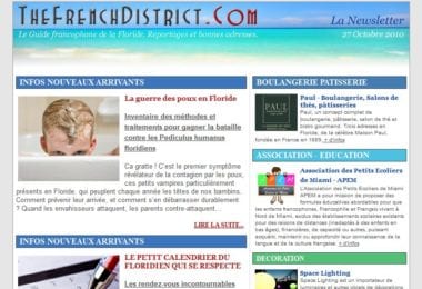 La newsletter French District Floride du Mercredi 27 Octobre 2010 - La guerre des poux en Floride et le calendrier du Floridien - The French District