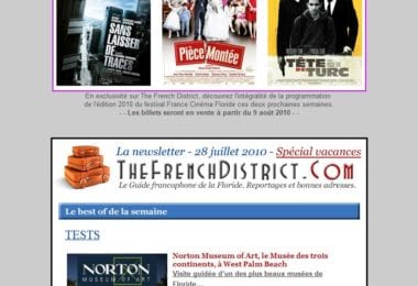 La newsletter French District Floride du Mercredi 28 Juillet 2010 - Norton Museum West Plam Beach