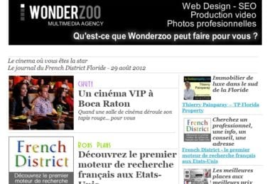 La newsletter French District Floride du Mercredi 29 Août 2012 - Le cinema ou vous etes la star