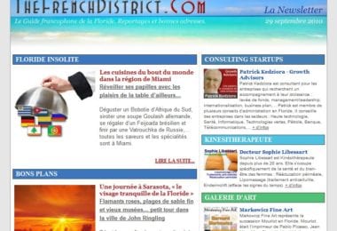 La newsletter French District Floride du Mercredi 29 Septembre 2010 - Les cuisines du bout du monde à Miami et une journée à Sarasota - The French District