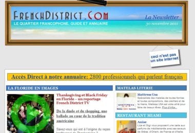 La newsletter French District Floride du Mercredi 30 Novembre 2011 - Thanksgiving/Black Friday