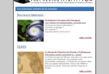 La newsletter French District Floride du Mercredi 5 Mai 2010 - Preparation ouragans et le musee de l'histoire de la Floride