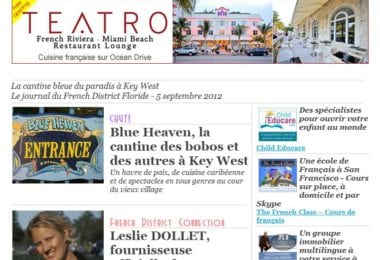 La newsletter French District Floride du Mercredi 5 Septembre 2012 - La cantine bleue du paradis a Key West