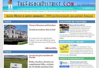 La newsletter French District Floride du Mercredi 6 Juillet 2011 - Best of de l'été et Bons plans 14 juillet - French District Floride