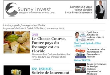 La newsletter French District Floride du Mercredi 7 Novembre 2012 - L'autre pays du fromage est en Floride