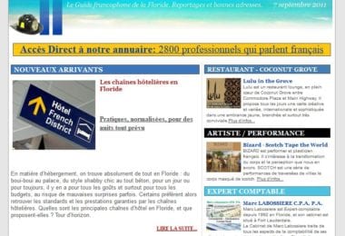 La newsletter French District Floride du Mercredi 7 Septembre 2011 - Les chaines d'hotels et festival de cinema - French District