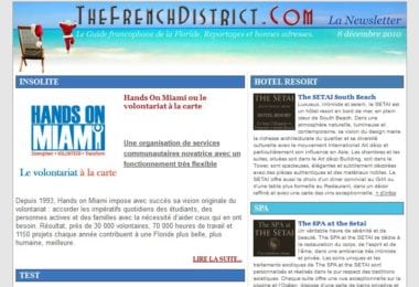 La newsletter French District Floride du Mercredi 8 Décembre 2010 - Hotel de Luxe
