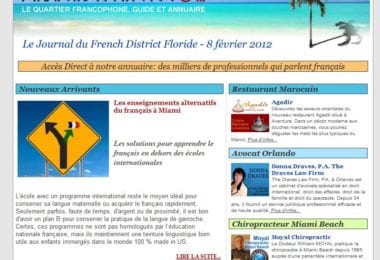 La newsletter French District Floride du Mercredi 8 Février 2012 - Le francais en mode alternatif a Miami