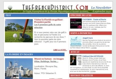 La newsletter French District Floride du Mercredi 8 Septembre 2010 - Golfs en Floride