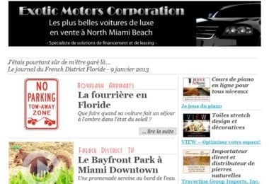 La newsletter French District Floride du Mercredi 9 Janvier 2013 - J’etais pourtant sur de m’etre gare la …