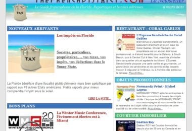 La newsletter French District Floride du Mercredi 9 Mars 2011 - Les impots en floride et la Winter Music Conference - The French District