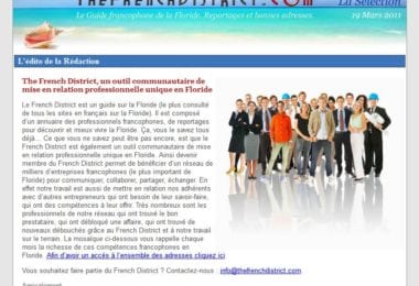 La newsletter French District Floride du Samedi 19 Mars 2011 - La selection du French District