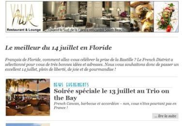 La newsletter French District Floride du Vendredi 12 Juillet 2013 - Le meilleur du 14 juillet en Floride