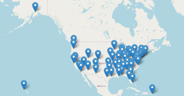 Carte des bureaux extérieurs du FBI