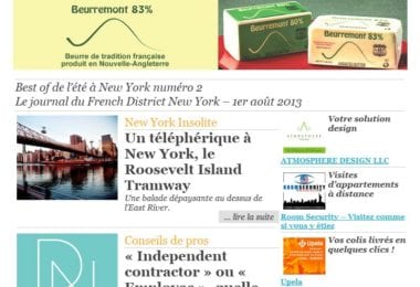 La newsletter French District New York du Jeudi 1 Août 2013 - Best of de l’ete a New York numero 2