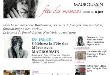 La newsletter French District New York du Jeudi 10 Mai 2012 - Feter les mamans avec Mauboussin
