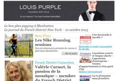 La newsletter French District New York du Jeudi 10 Octobre 2013 - Le bon plan jogging à Manhattan