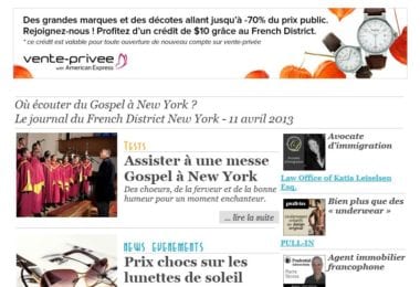 La newsletter French District New York du Jeudi 11 Avril 2013 - Ou ecouter du Gospel a New York ?