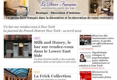 La newsletter French District New York du Jeudi 12 Avril 2012 - Un bar sur rendez-vous a New York - French District