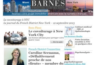 La newsletter French District New York du Jeudi 12 Septembre 2013 - Le covoiturage a NYC