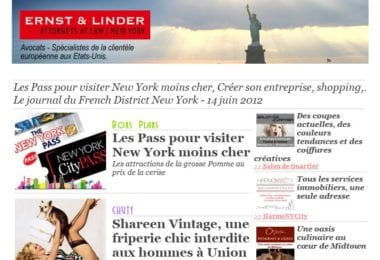 La newsletter French District New York du Jeudi 14 Juin 2012 - Les Pass pour visiter New York moins cher