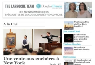 La newsletter French District New York du Jeudi 16 Avril 2015 - Une vente aux encheres a New York