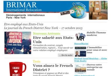 La newsletter French District New York du Jeudi 17 Octobre 2013 - Etre employe aux Etats-Unis