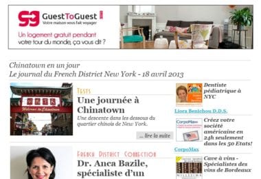 La newsletter French District New York du Jeudi 18 Avril 2013 - Chinatown en un jour