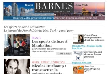 La newsletter French District New York du Jeudi 2 Mai 2013 - Les sports de luxe a Manhattan