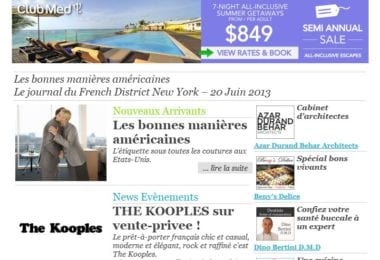 La newsletter French District New York du Jeudi 20 Juin 2013 - Les bonnes manieres americaines