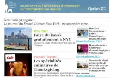 La newsletter French District New York du Jeudi 22 Novembre 2012 - New York ca pagaie !