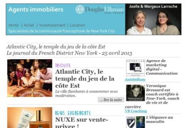La newsletter French District New York du Jeudi 25 Avril 2013 - Atlantic City