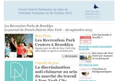La newsletter French District New York du Jeudi 26 Septembre 2013 - Les Recreation Parks de Brooklyn