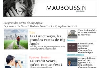 La newsletter French District New York du Jeudi 27 Septembre 2012 - Les grandes vertes de Big Apple