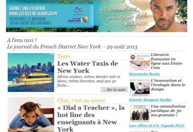 La newsletter French District New York du Jeudi 29 Août 2013 - A l’eau taxi !