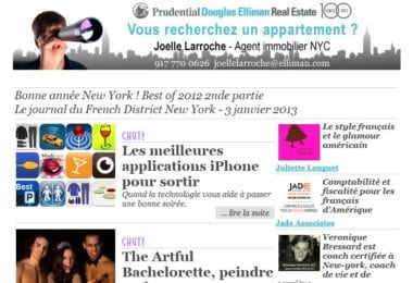 La newsletter French District New York du Jeudi 3 Janvier 2013 - Bonne annee New York ! Best of 2012 2nde partie
